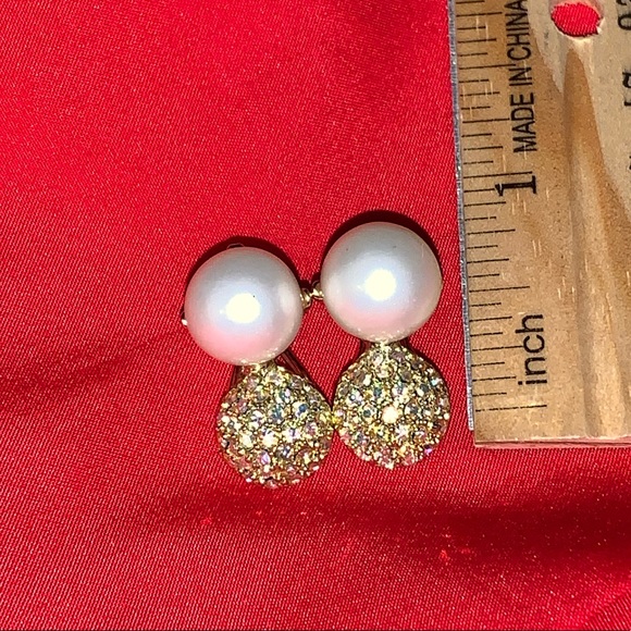 Celebrity NY AB Rhinestone & Faux Pearl Earrings - Picture 3 of 10